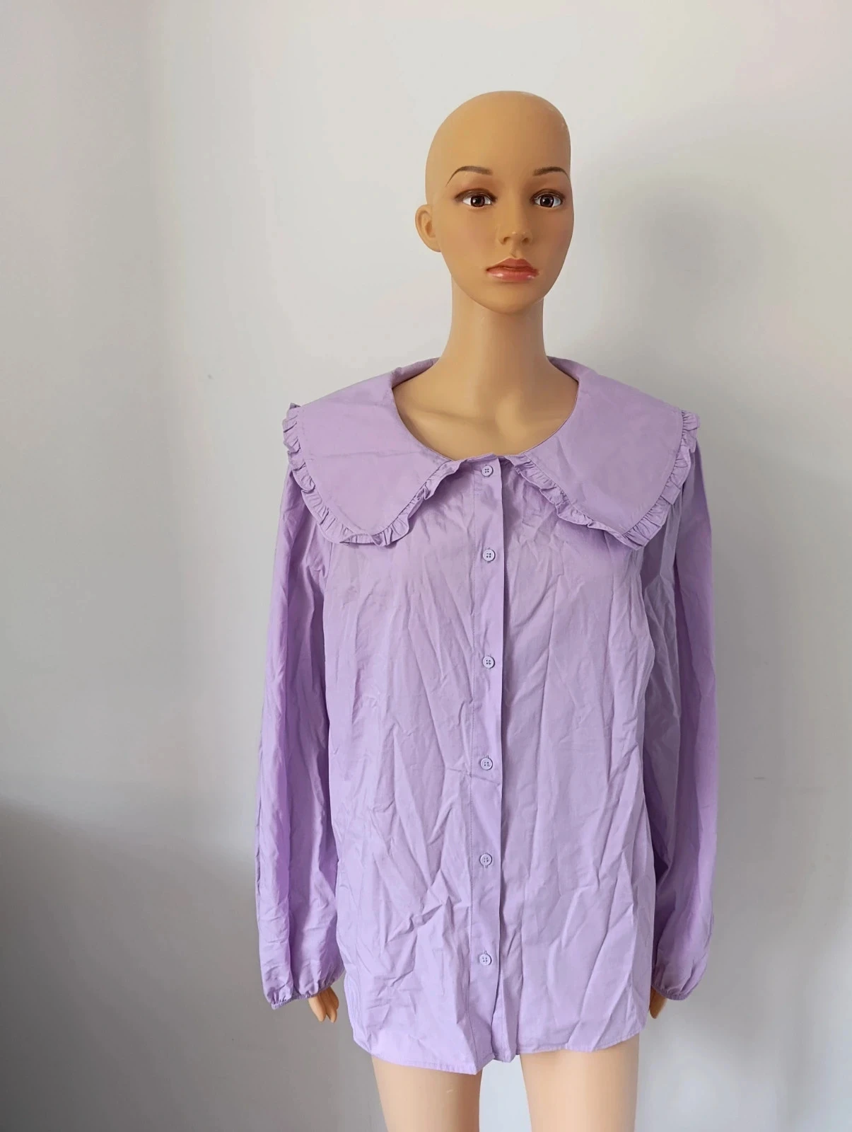 Camisa lilás CUBUS feminina L nova com etiqueta – Gola Claudine oversize 100% algodão – photo 2